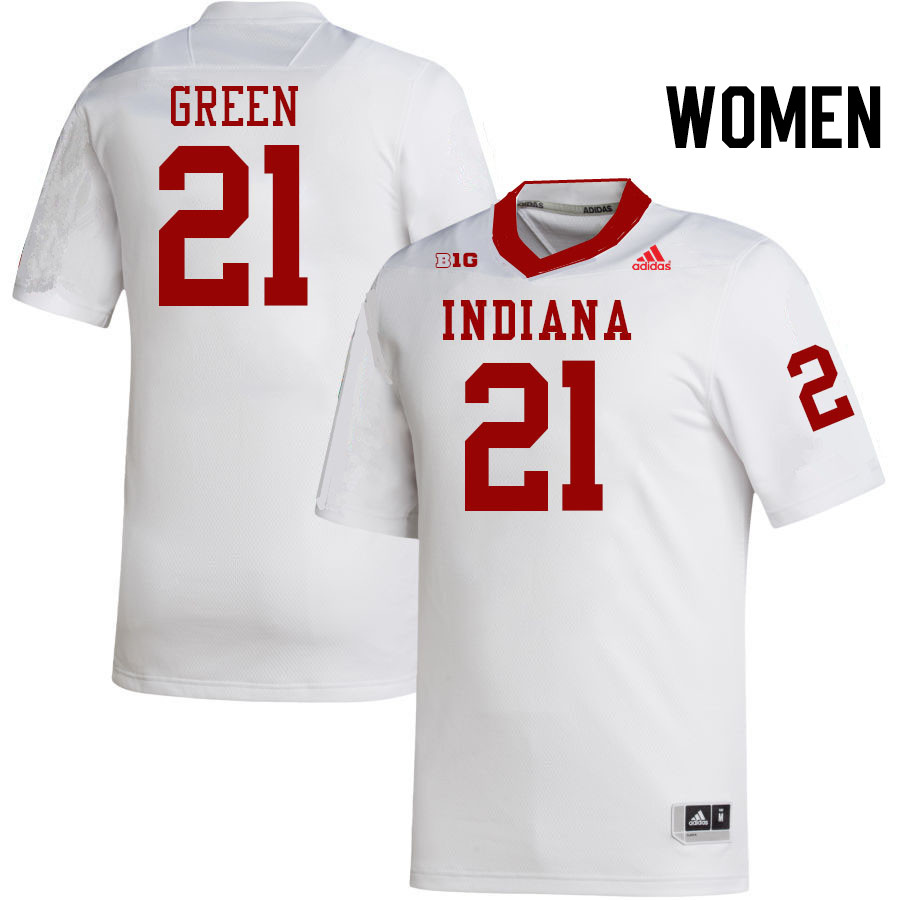 Women #21 Elijah Green Indiana Hoosiers College Football Jerseys Stitched-White